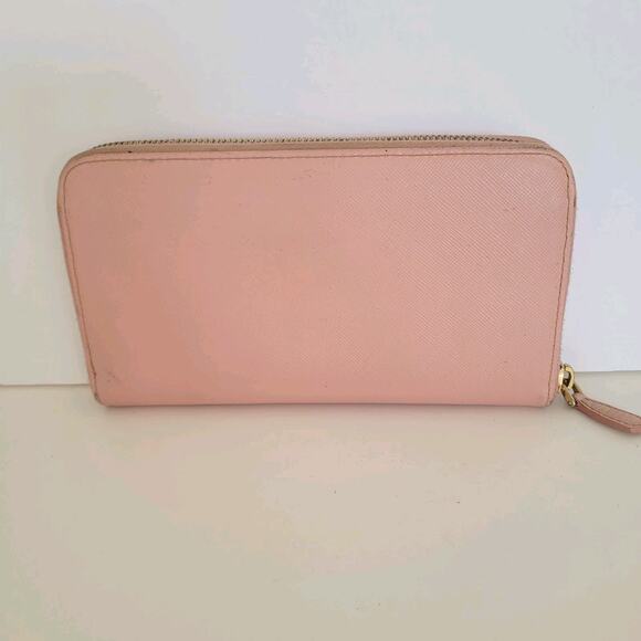 PRADA Saffiano Fiocco Orchidea Wallet Clutch Large Light Pink Zip Around Bow - Picture 2 of 11